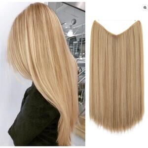 Sand Straight Halo 14" Extensions- Kanekalon Fiber, NEW